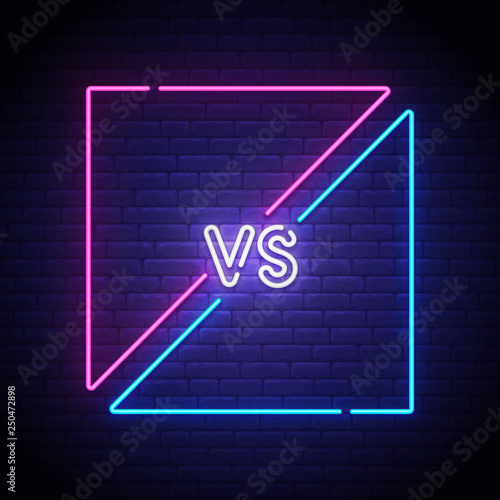 Isolated neon sign. Versus screen. Bright signboard, light banner. Vector illustration
