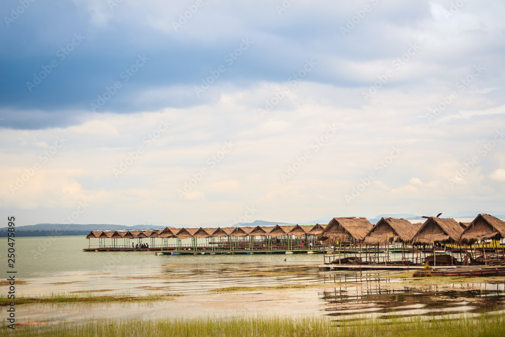 Floating food shop on the Sirindhorn Dam at Pattaya Noi (Little Pattaya) beach, a stretch of golden sand along the northern shore where you can swim or get whipped around on a raft pulled by a jet ski