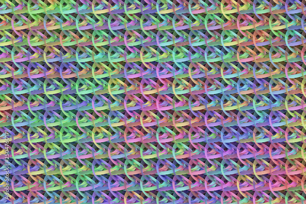 Decorative, illustrations CGI composition, string mats geometric, for design texture background. 3D render.