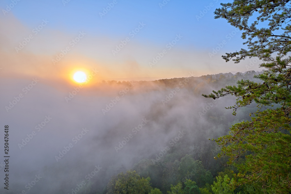 Sunrise Through Fog at  Big South Fork National River and Recreation Area, TN