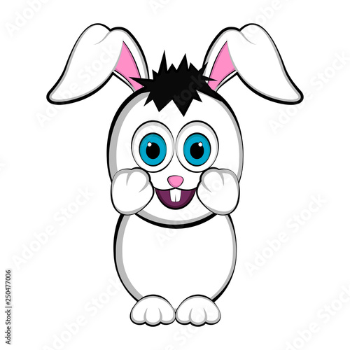 Cute happy easter bunny. Vector illustration design