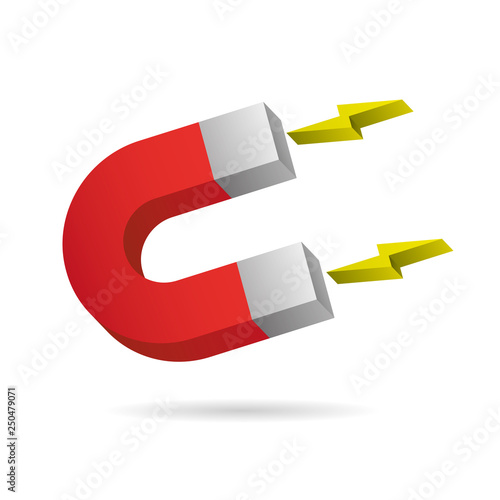 Magnet icon 3d. Vector illustration - Vector