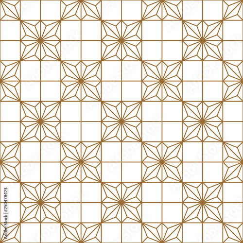 Seamless traditional Japanese geometric ornament .Golden color lines.