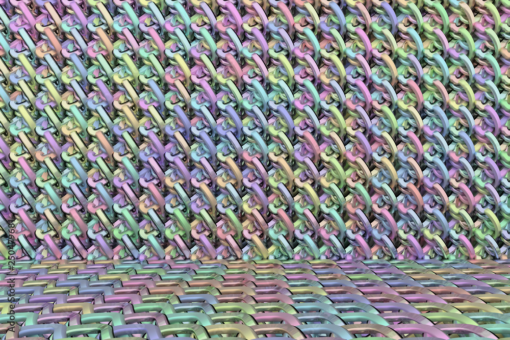 Obraz premium Background abstract CGI composition, string mat geometric backdrop for design, graphic resource. 3D render.