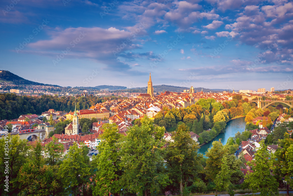 Old Town of Bern, capital of Switzerland at sunrise.