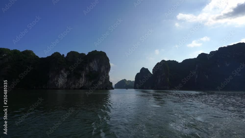 Cruising scenic view of mountains viewpoint at Ha Long Bay Hanoi, Vietnam. World Heritage Asian National Park Cruising scenic view of mountains viewpoint at Ha Long Bay Hanoi, Vietnam. World Heritage Asian National Park