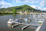 Heidelberg Yachthafen am Neckar, Panorama Aussicht.