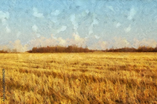 Impressionism oil painting on canvas nature landscape motifs wall art print. Countryside beauty. Village. Contemporary artwork for creating poster, stationery, postcard. Watercolor fine modern drawing