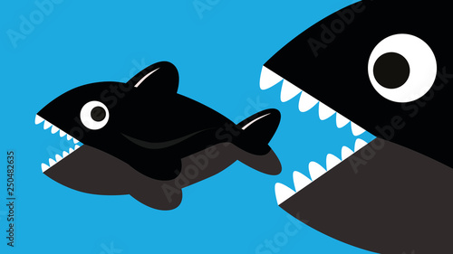 Big fish eating small fish vector illustration