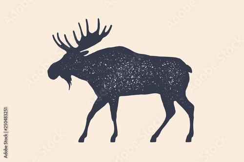 Moose, wild deer. Concept design of farm animals