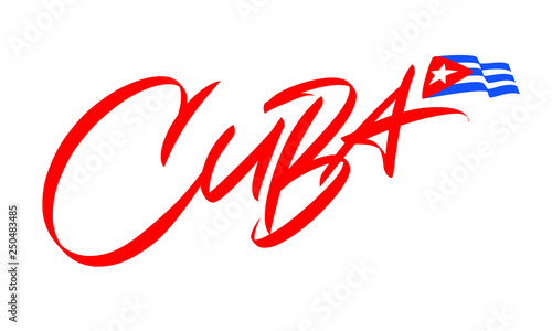 Cuba lettering design for t-shirt, mug, poster. Vector hand drawn inscription. Viva Cuba Libre. Apparel Print. SVG. AI.