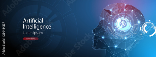 Artificial Intelligence concept.  Creative brain concept background. Vector science illustration.