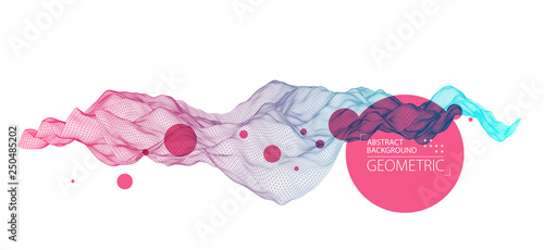 Abstract background with waves. 3D surface.