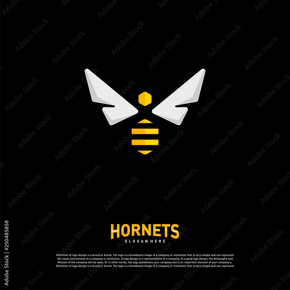 Bee logo design vector. Hornets logo template. Icon symbol Bee logo design vector. Hornets logo template. Icon symbol