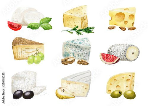 Watercolor cheese compositions with addings