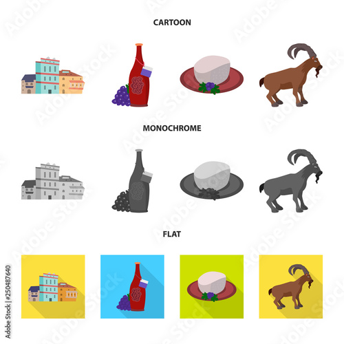 Vector illustration of culture and sightseeing sign. Collection of culture and originality vector icon for stock.