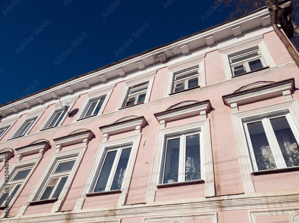 Obraz premium Old concrete house. Architectural house. Antique living space.