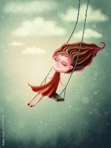 Fototapeta Illustration of a little fairygirl