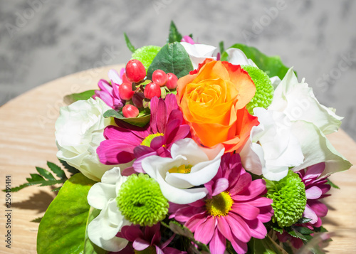 Gorgeous Colorful bouquet with roses and Lisianthus flowers