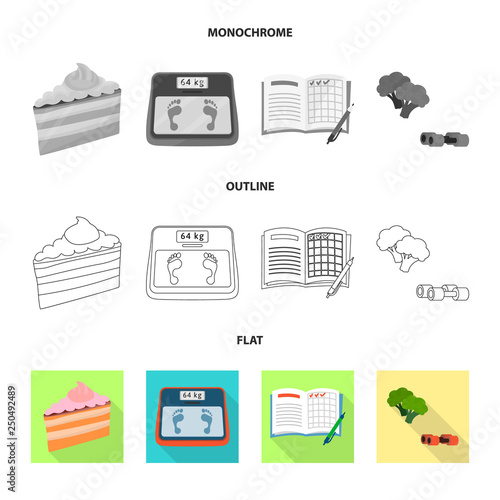 Isolated object of diet and treatment  sign. Set of diet and medicine vector icon for stock.