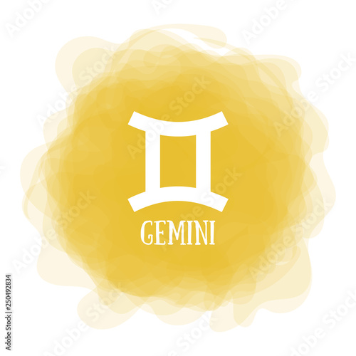 Gemini. Zodiac sign. Astrological calendar. Zodiacal color vector horoscope. Smoky circle. Line symbol