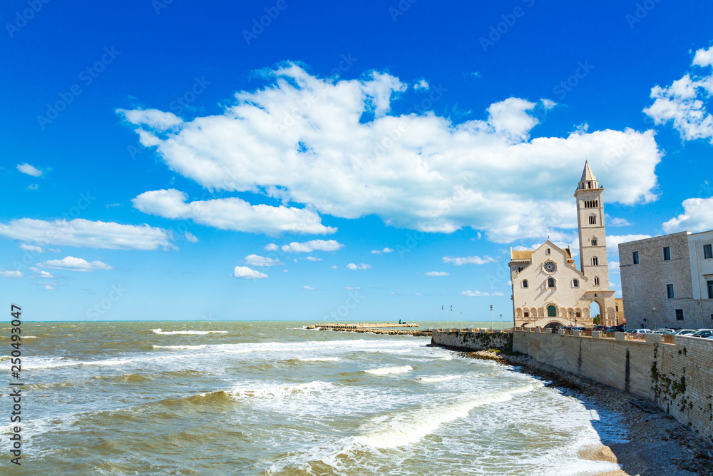 Coastline and cathedra in City of Trani, province Bari, Region Puglia, Italy