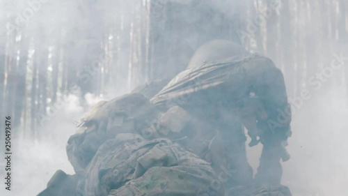 Young soldier scared during battle