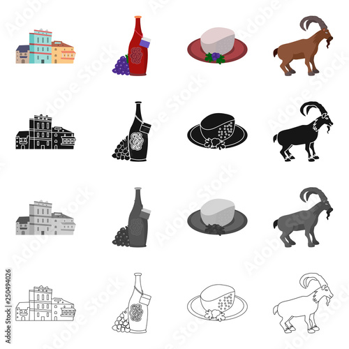 Vector illustration of culture and sightseeing icon. Set of culture and originality vector icon for stock.