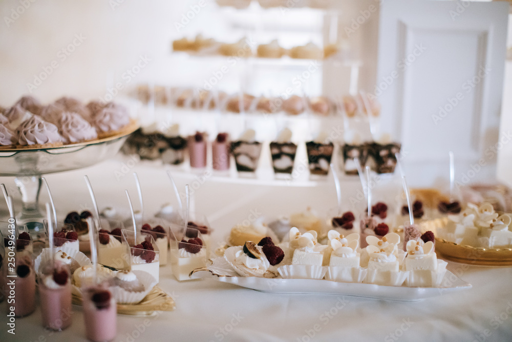 Beautiful dessert table for a wedding party