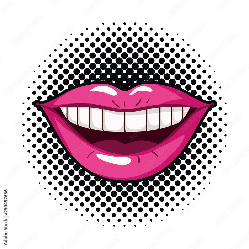 female mouth pop art style isolated icon female mouth pop art style isolated icon