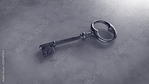 Old metal key on a white background. 3d illustration © Ivan