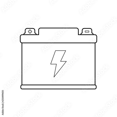 Icono plano lineal batería eléctrica de coche en color negro
