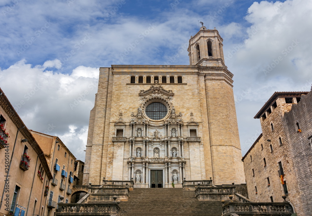 Girona Cathedral facade, Catalonia, Spain