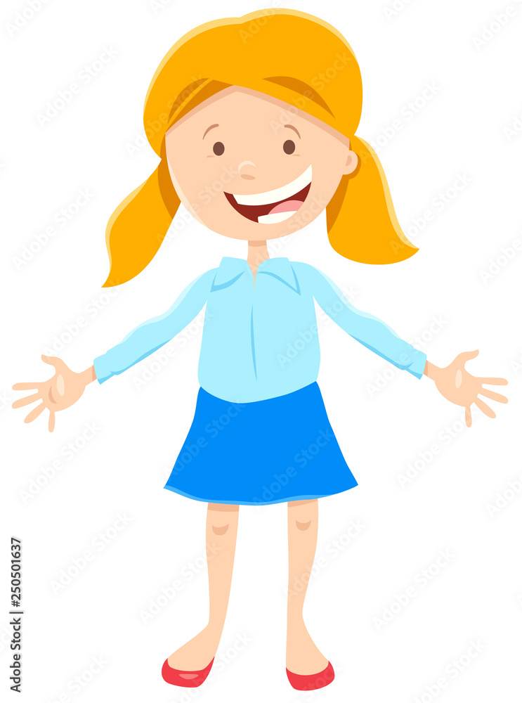 kid or teen happy girl cartoon character kid or teen happy girl cartoon character