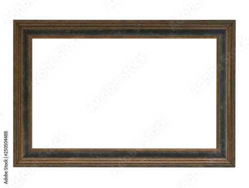 DARK WOOD PICTURE FRAME ISOLATED ON WHITE BACKGROUND