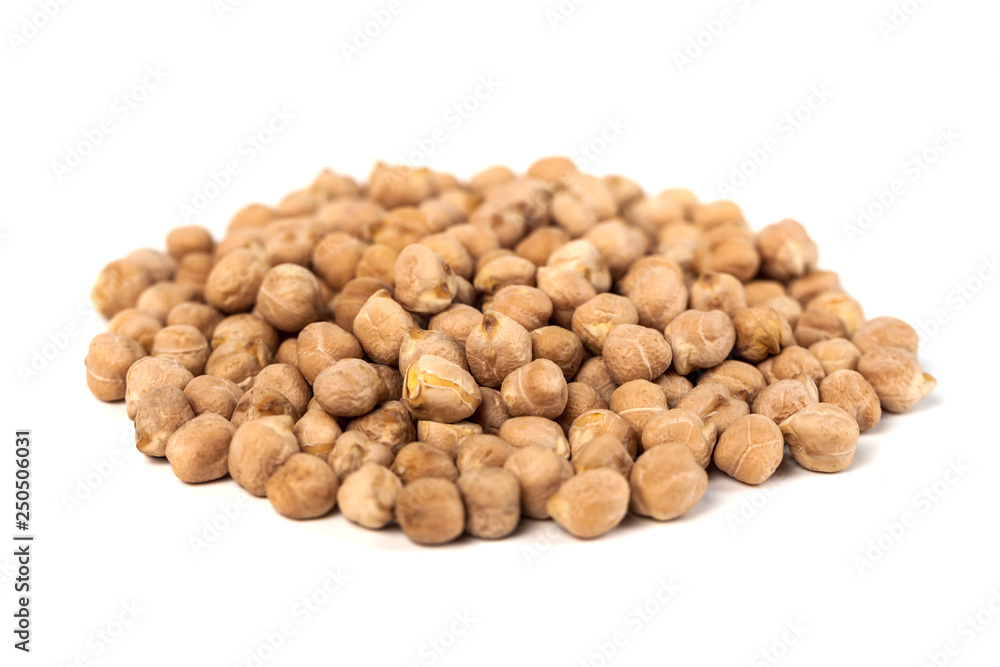 Dry raw organic chickpeas isolated on white background Dry raw organic chickpeas isolated on white background