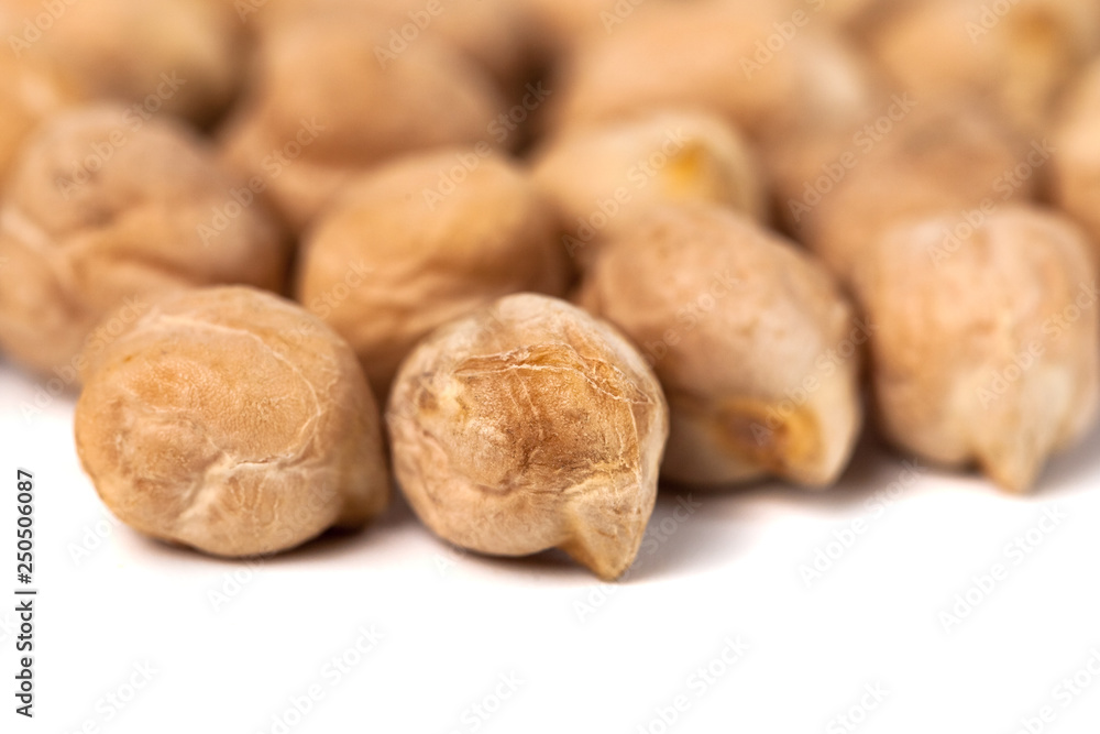 Dry raw organic chickpeas isolated on white background Dry raw organic chickpeas isolated on white background