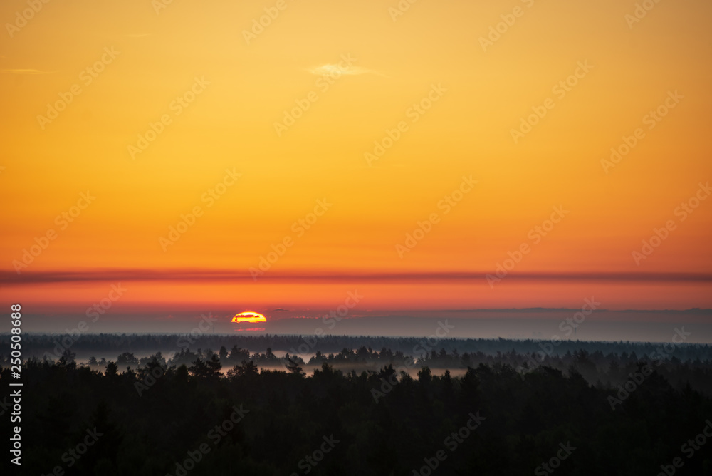 colorful sunrise sunset in misty summer meadow colorful sunrise sunset in misty summer meadow