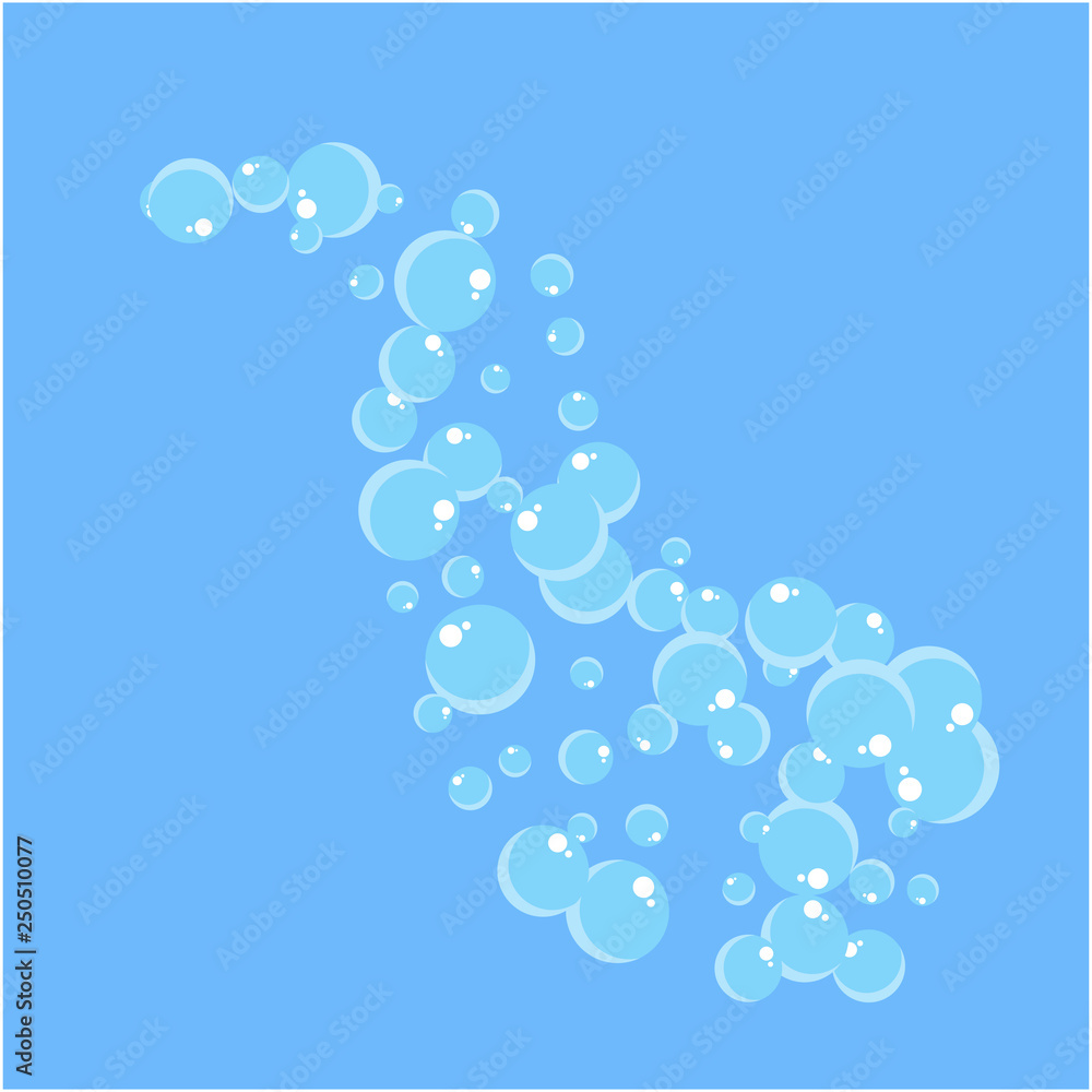 Flying bubbles of soap suds Flat vector