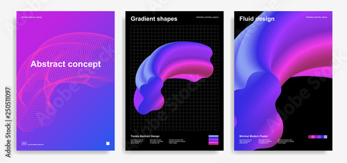 Abstract design templates with 3d flow shapes