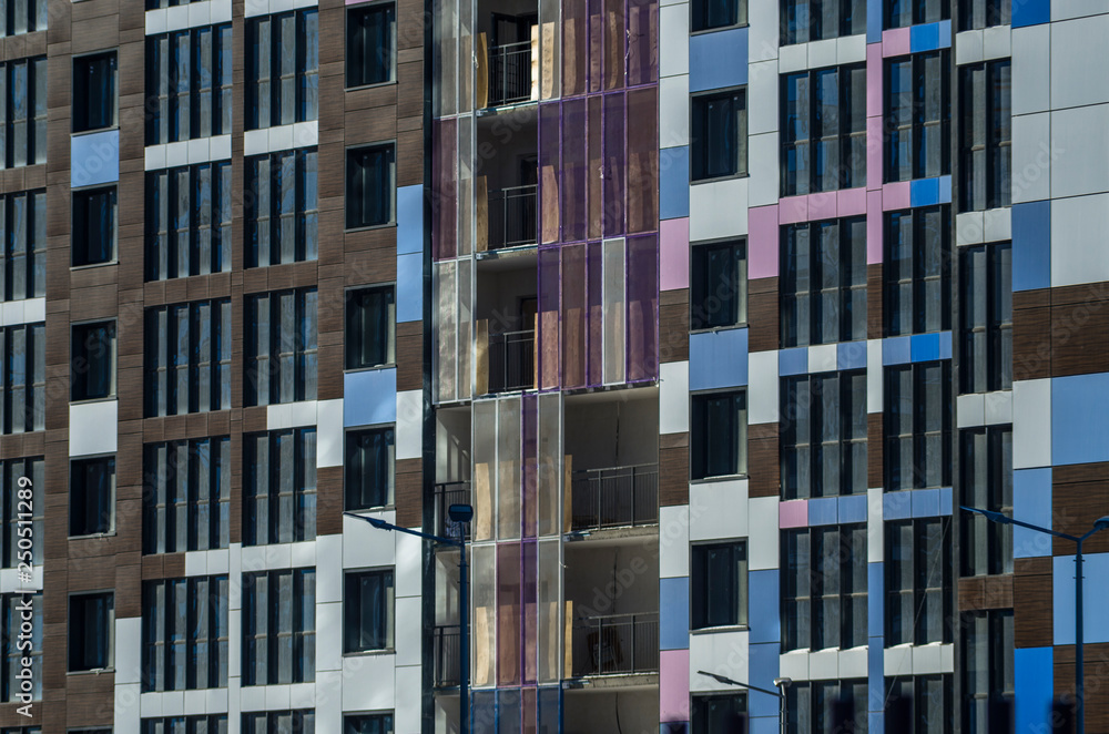 View of Facing the building with a ventilated facade. Aluminum colored facades ...
