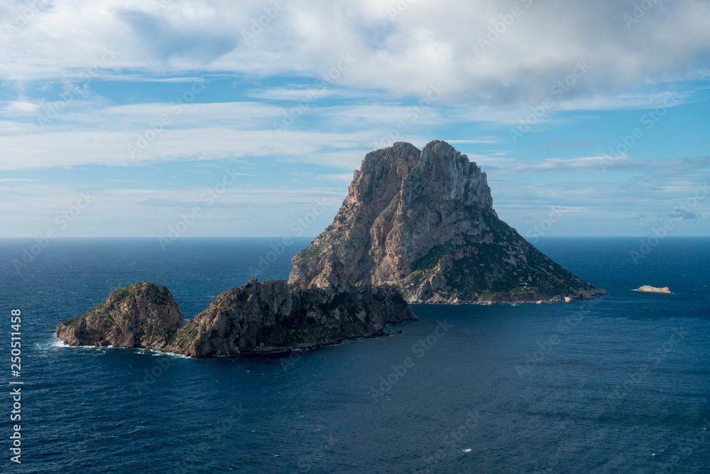The island of Es Vedra in the sea of Ibiza