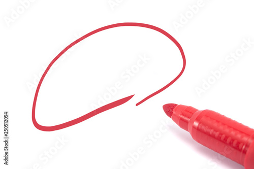 red marker isolated on white background with space for text, copyspace