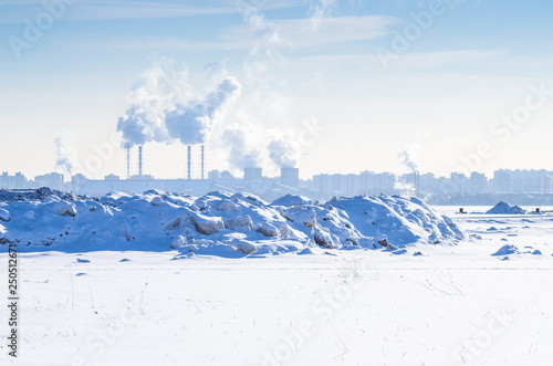 Bad ecology, air pollution. The smoking chimneys of industrial production, the release of pollutants into the air.