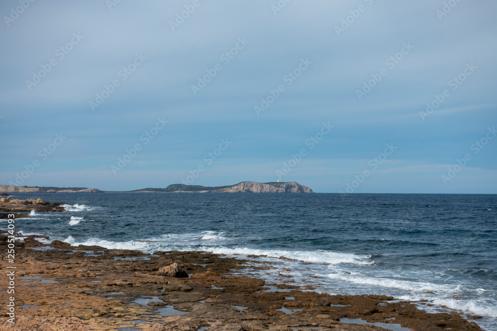 The coast of Ibiza one day with very bad sea