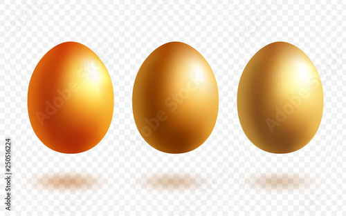 Gold egg with shadow. Wealth and religion symbol. Realistic precious Easter egg isolated on transparent background. greeting card template. Realistic style.