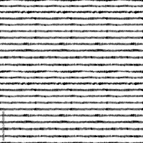 Seamless pattern with discontinuous horizontal stripes. Vector doodle geometric texture. Imitation of grass.