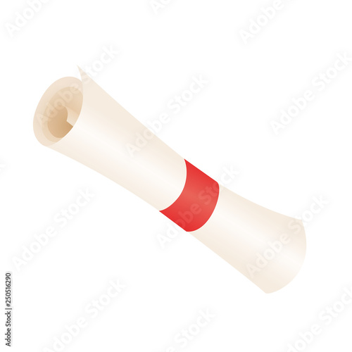 Rolled diploma, vector illustration of paper isolated on white