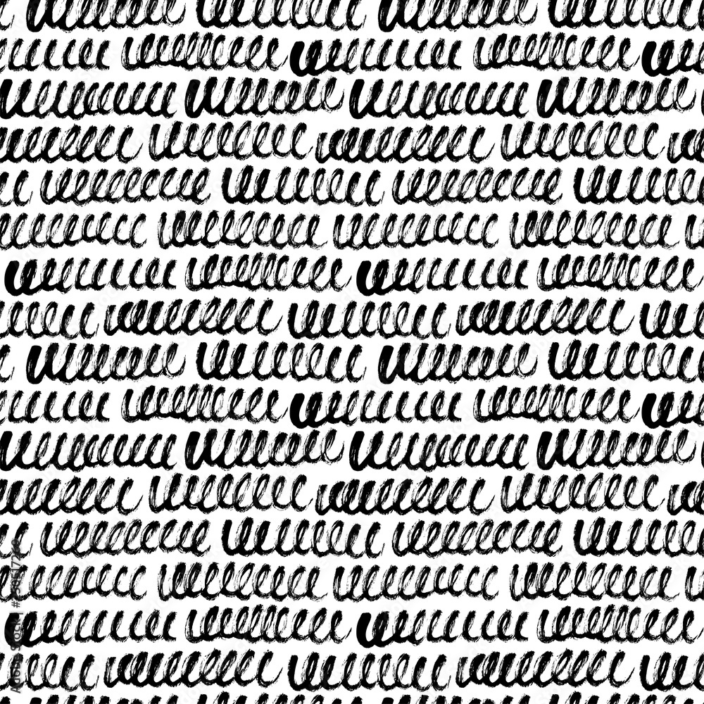 Scribbles hand drawn seamless vector pattern. Vector wavy, lines grunge drawing.