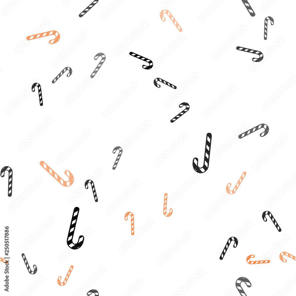 Fototapeta premium Light Orange vector seamless background with sweet xmas lollipops.